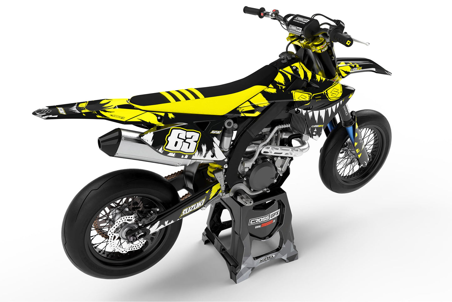 Suzuki Dirt Bike Sticker Kit 'Roar' Black Tail View