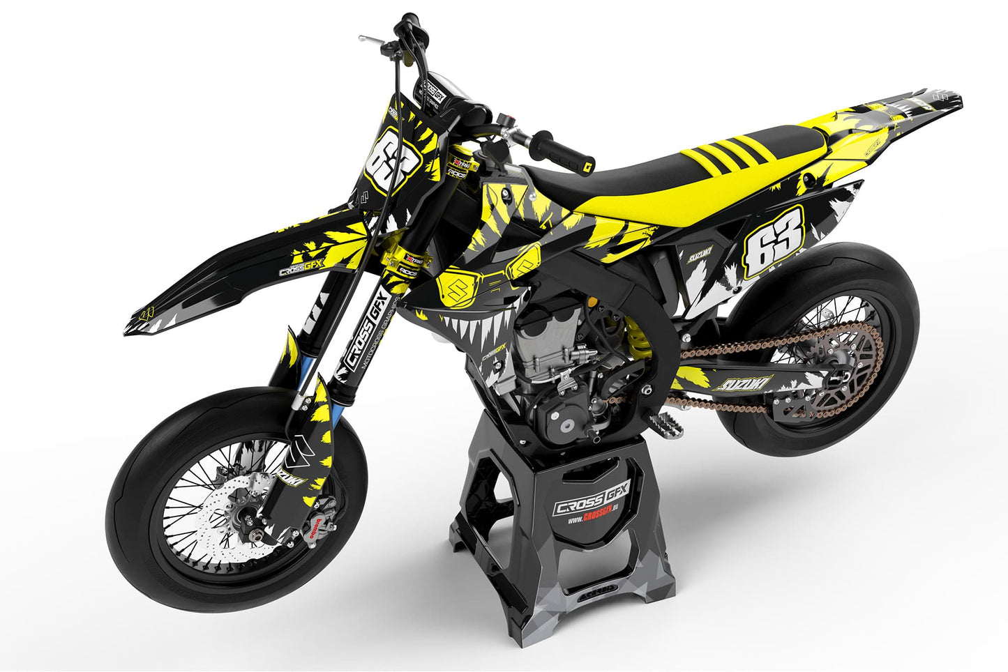 Suzuki Dirt Bike Sticker Kit 'Roar' Black Side View
