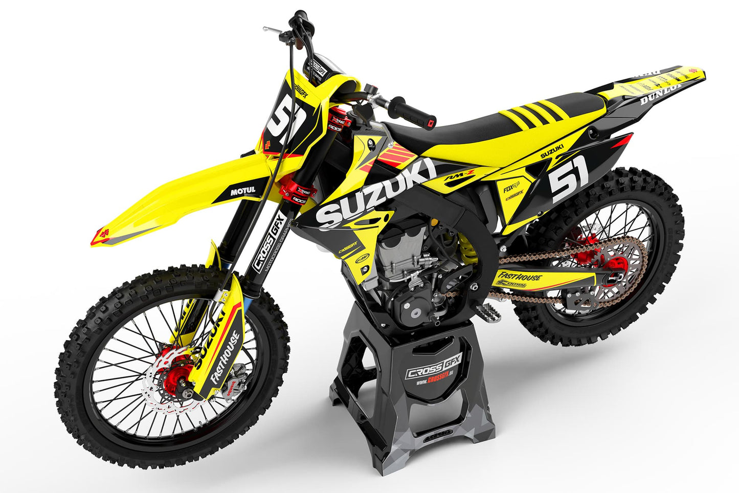 Suzuki Motocross Premade Sticker Kit 'Blitz' Yellow Left Side