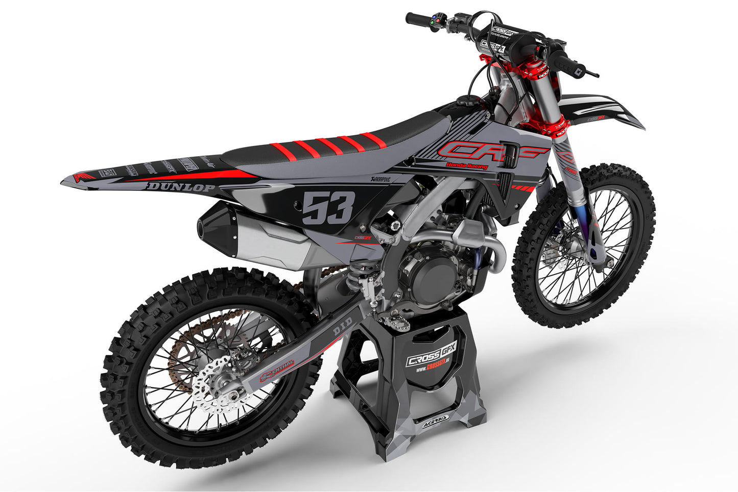 Honda Dirt Bike Graphics 'Force' Black Tail View