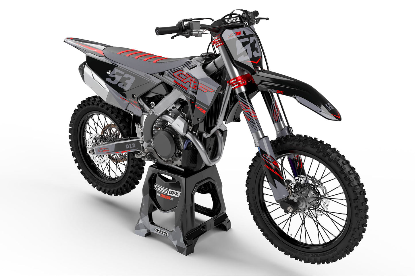 Honda Dirt Bike Graphics 'Force' Black Front View