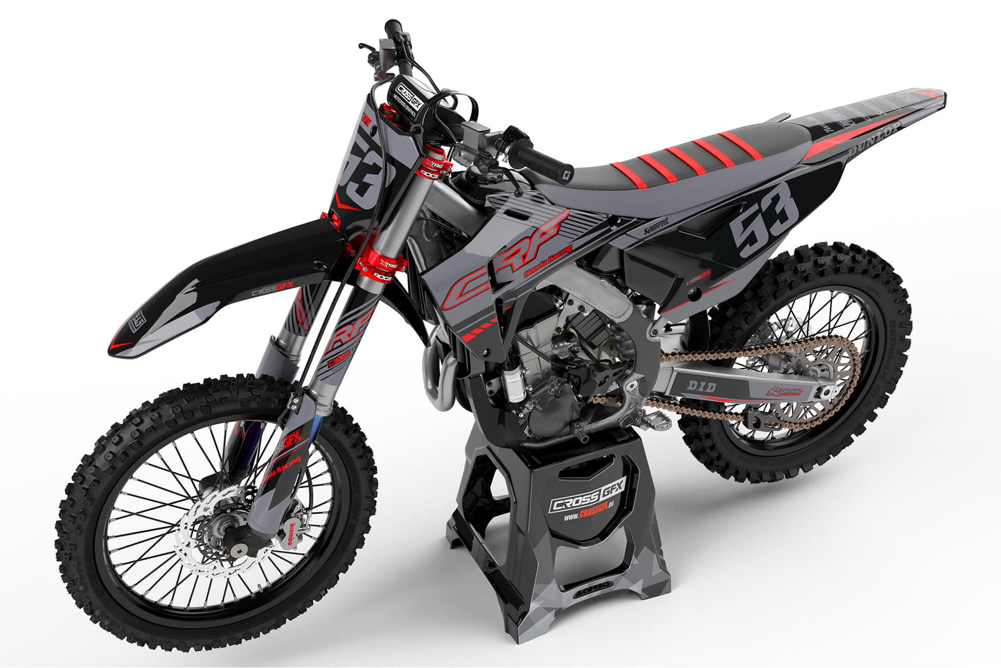 Honda Dirt Bike Graphics 'Force' Black Perspective View