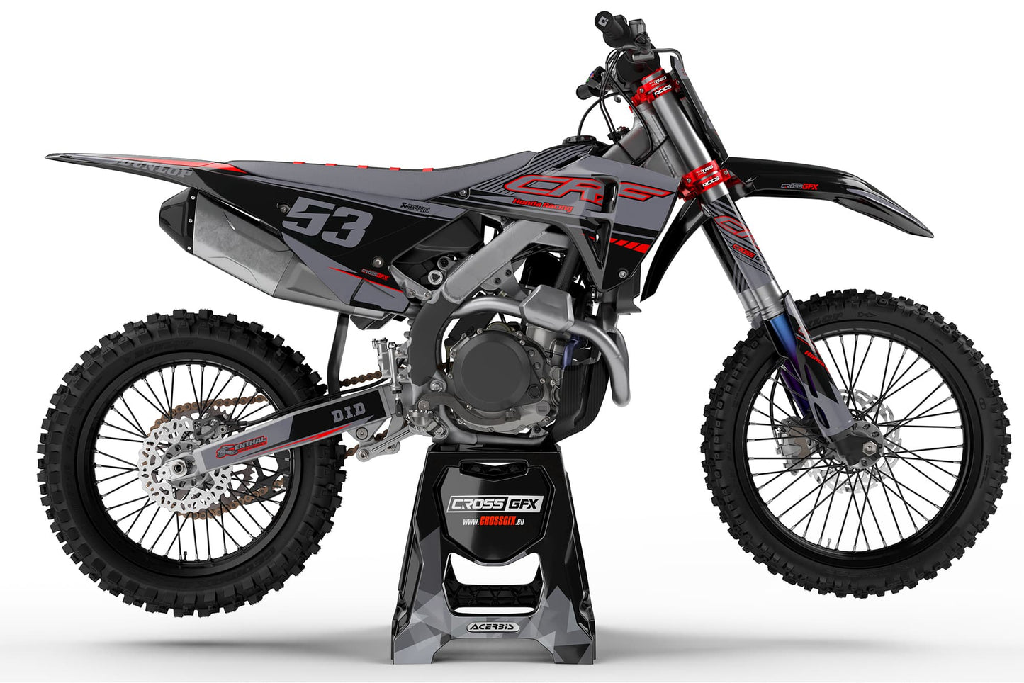 Honda Dirt Bike Graphics 'Force' Black Side View