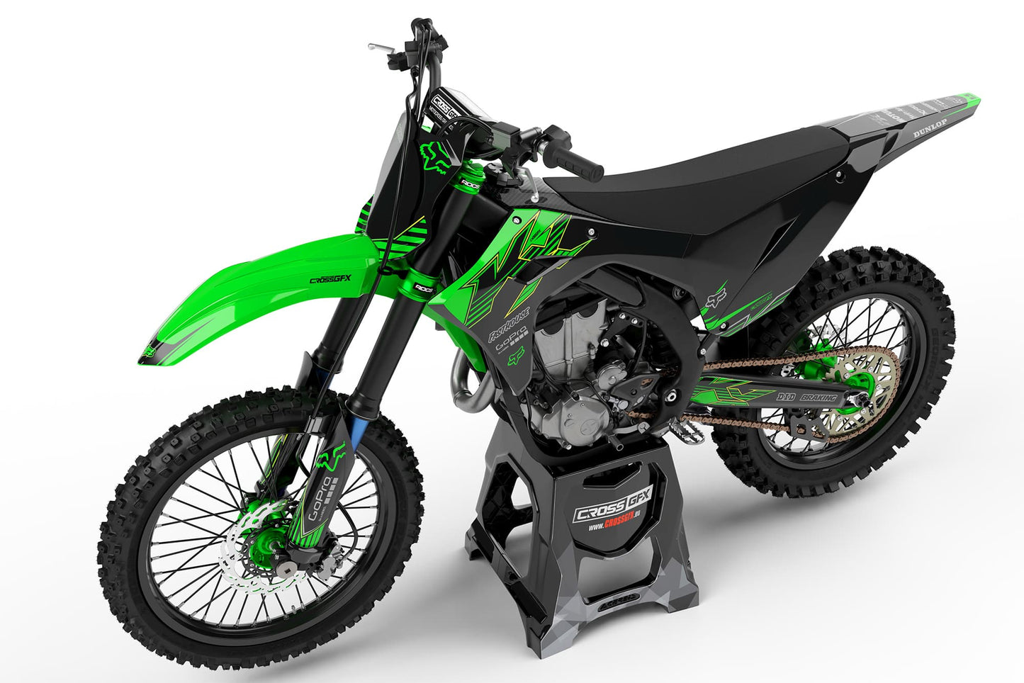 Motocross 'PEAK' Green Graphics for Kawasaki Side View