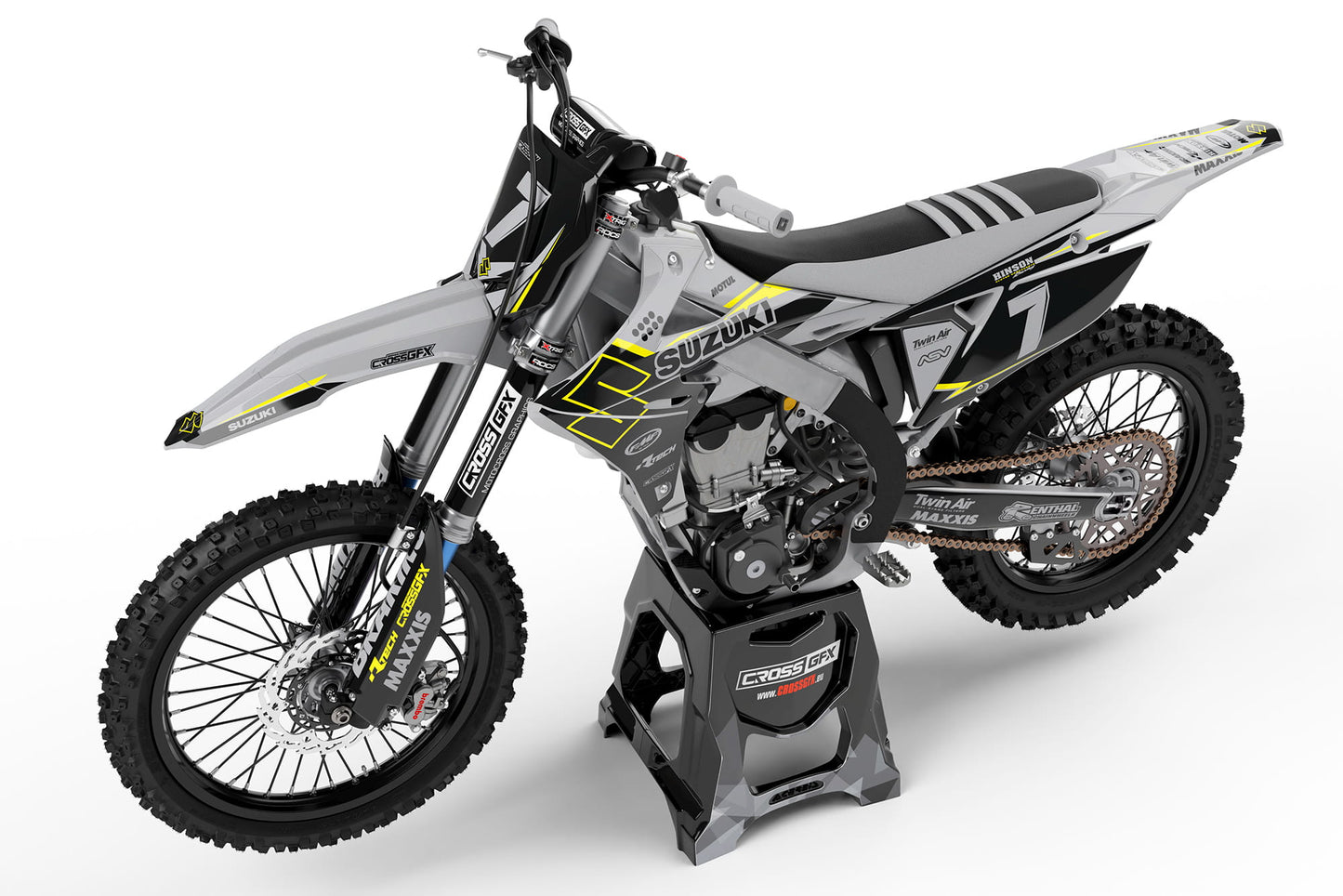 Suzuki Motocross Premade Sticker Kit 'Viper' Grey Left Side