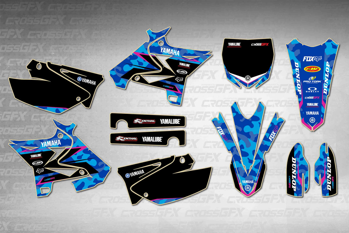 Graphics for Yamaha YZ 250 UFO 2008-2014 - Apache Pink - flat layout showing all decal pieces included