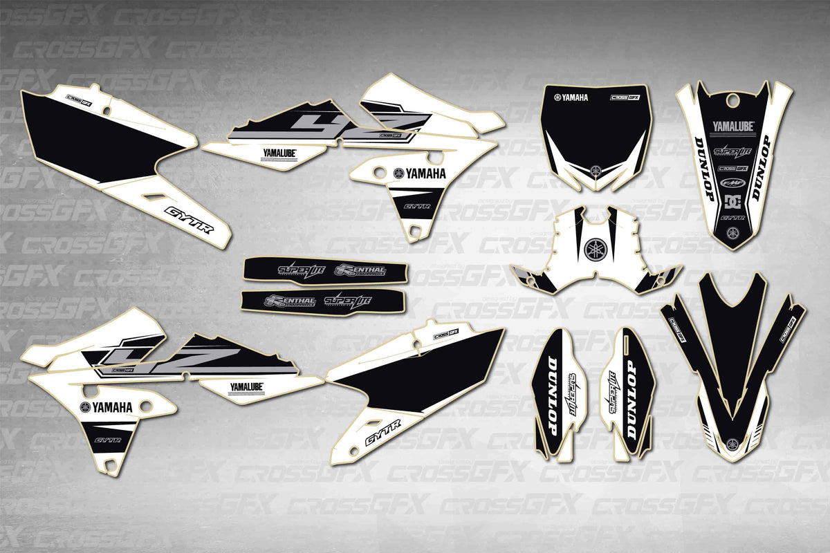 Graphics for Yamaha YZ 450F 2014-2017 - Block White - flat layout showing all decal pieces included