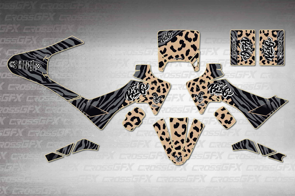 GasGas MC-E 2 2024-2026 Panther Brown graphics kit - flat layout showing all decal pieces included