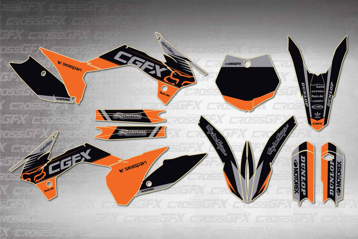Graphics for KTM 85 SX 2013-2014 - Cord Black - flat layout showing all decal pieces included