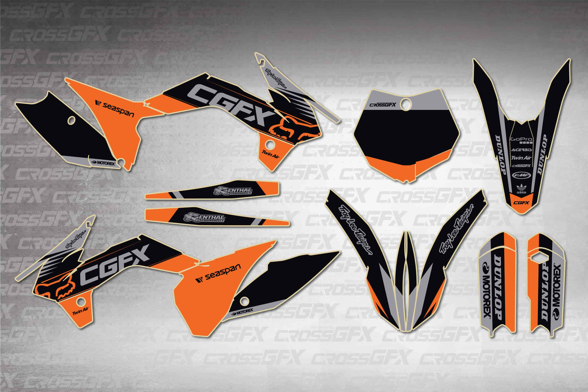 Graphics for KTM 85 SX 2015-2017 - Cord Black - flat layout showing all decal pieces included
