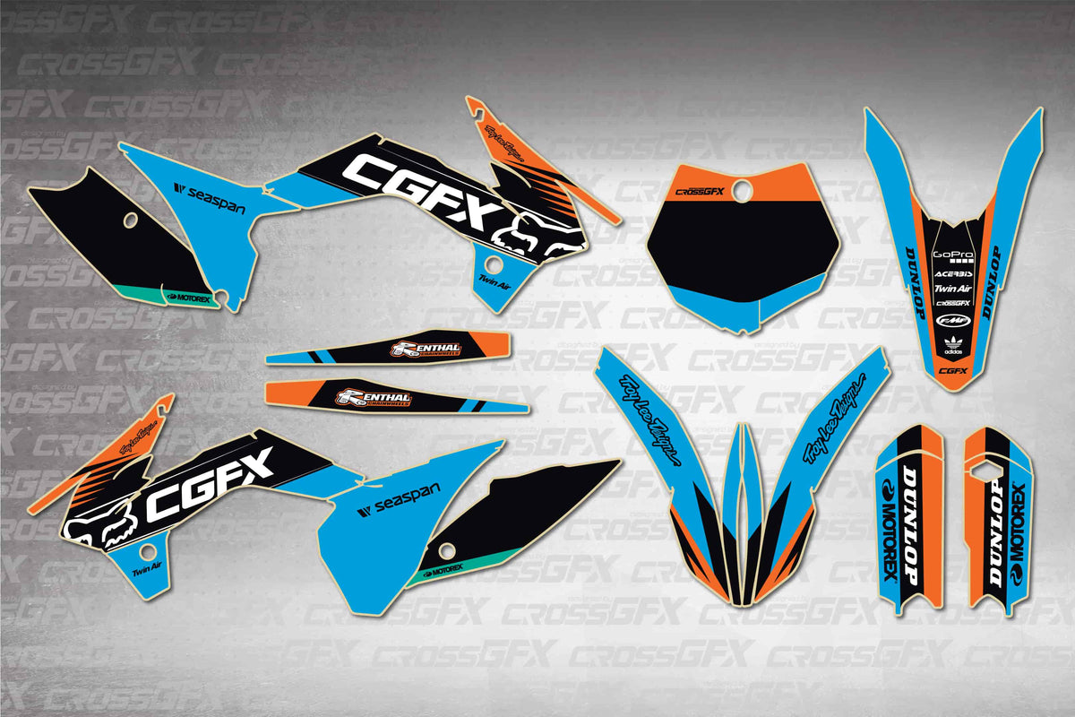 Graphics for KTM 85 SX 2015-2017 - Cord Blue - flat layout showing all decal pieces included