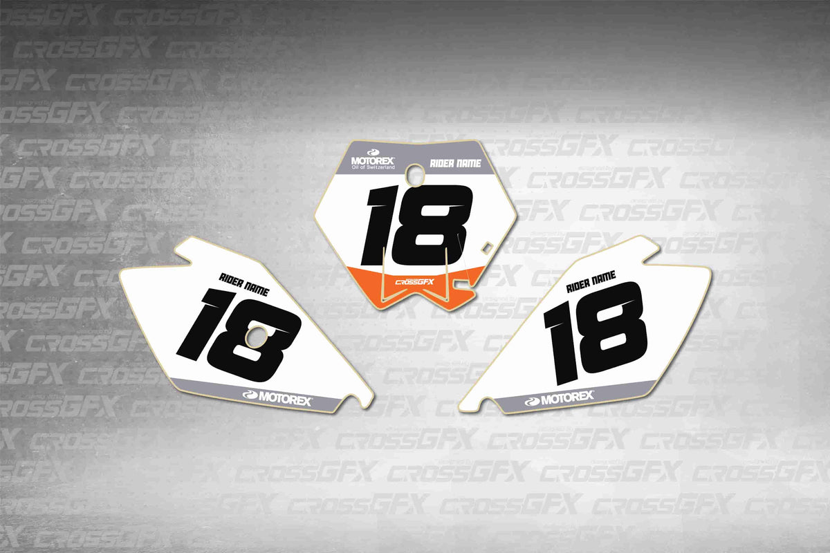 Graphics for KTM 105 SX 2003-2005 - Cord White number plate decals - flat layout showing all pieces included