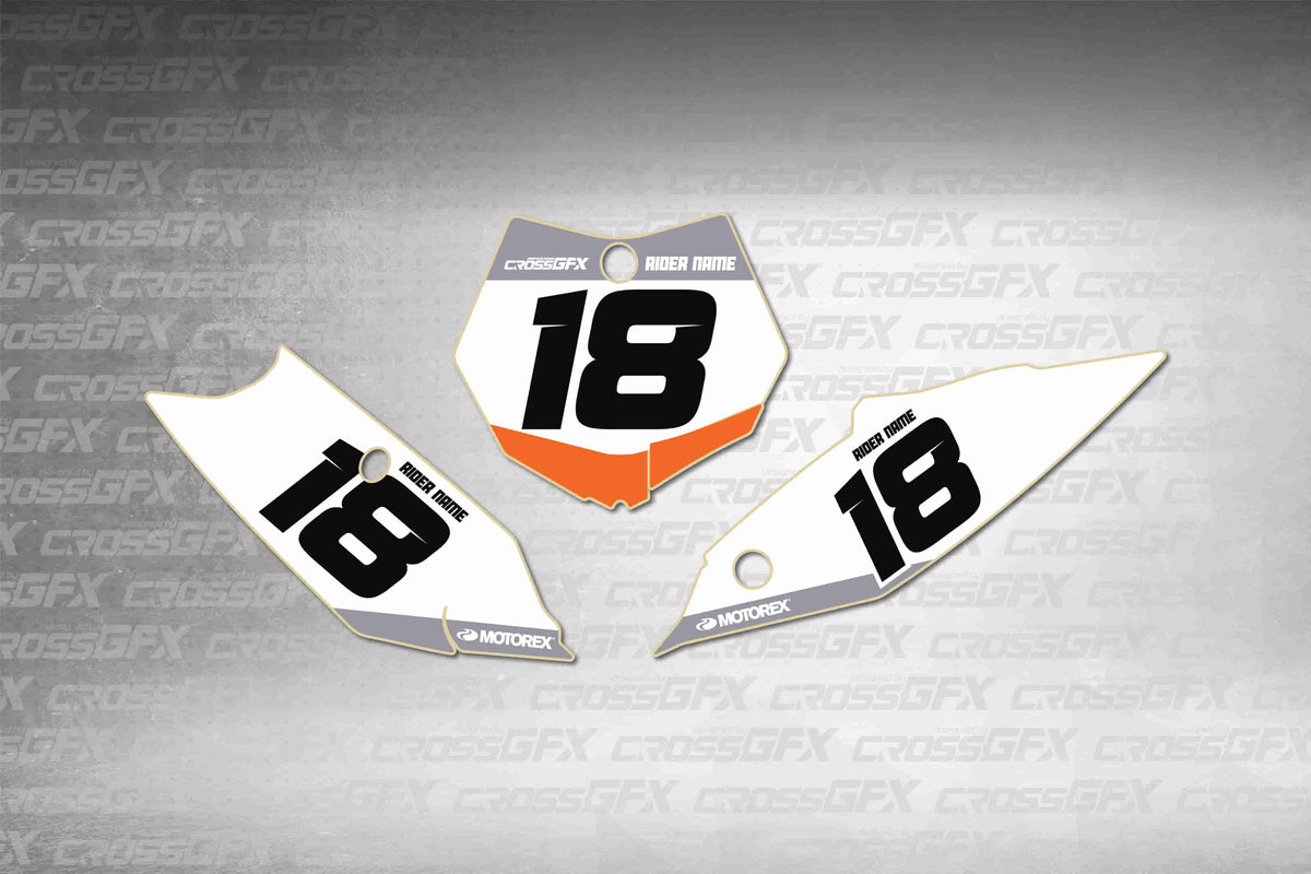 Graphics for KTM 85 SX 2013-2014 - Cord White number plate decals - flat layout showing all pieces included