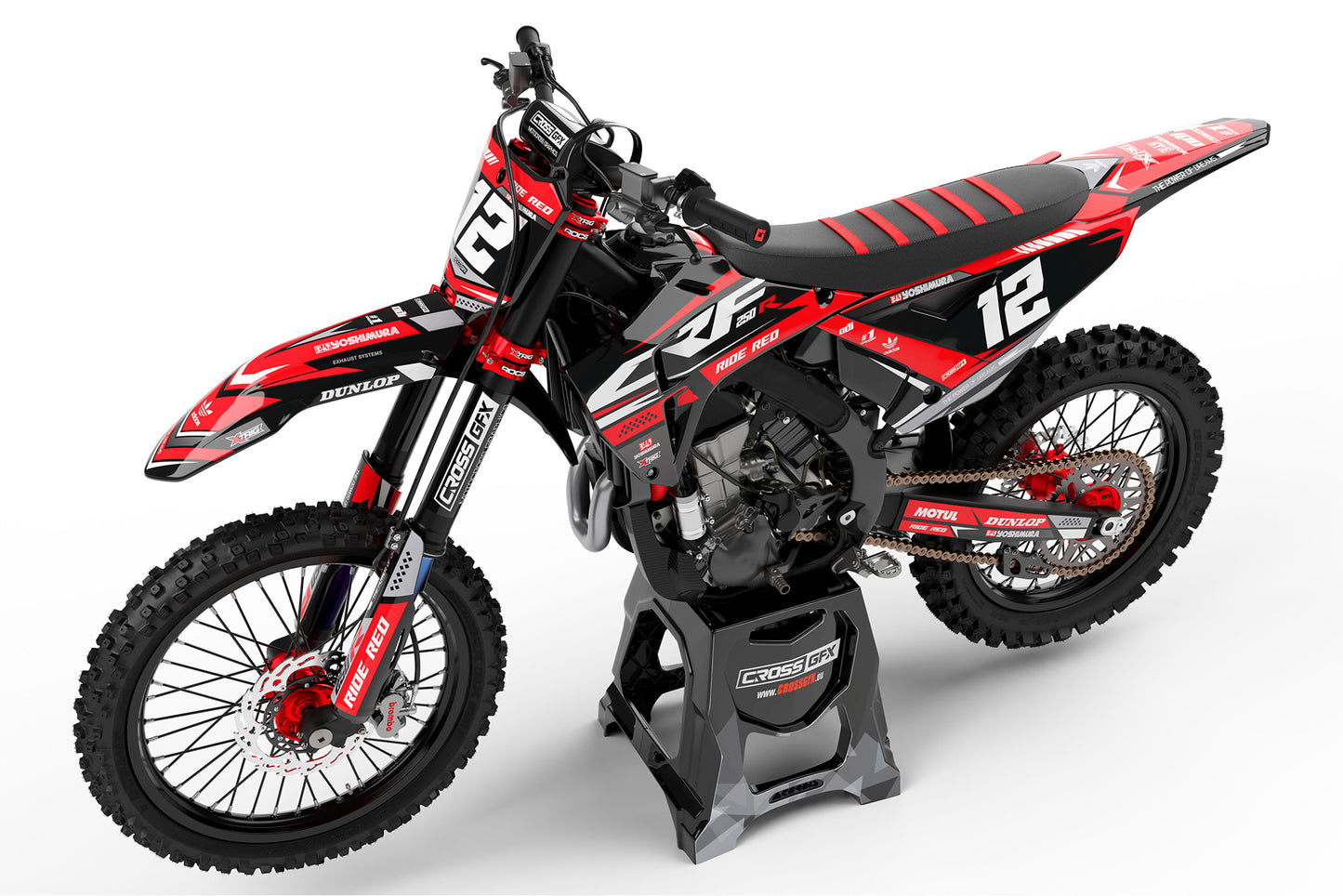 Left View of Honda with Blaze Red decals