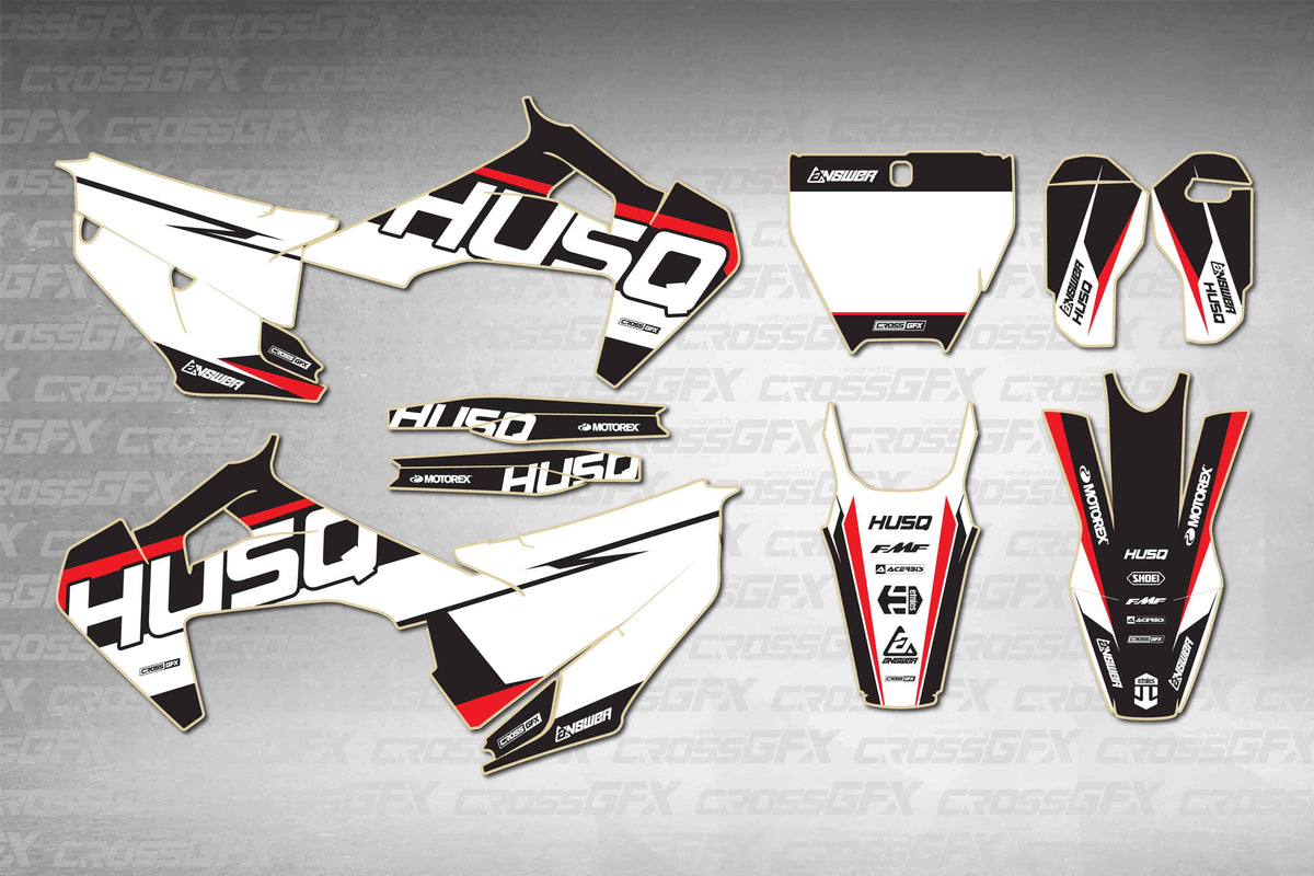 Husqvarna FC 2019-2022 Husq Red graphics kit - flat layout showing all decal pieces included