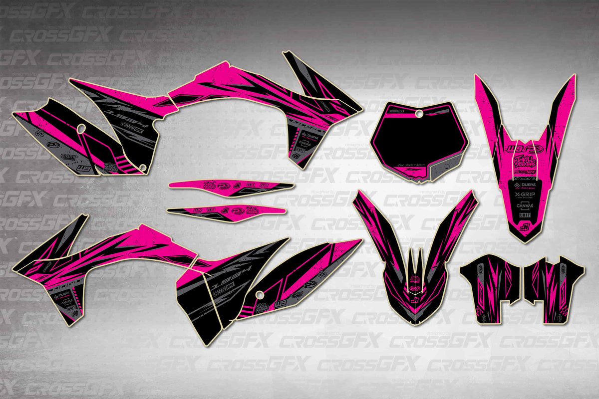 Graphics for KTM XC 2011-2012 - Omega Pink - flat layout showing all decal pieces included