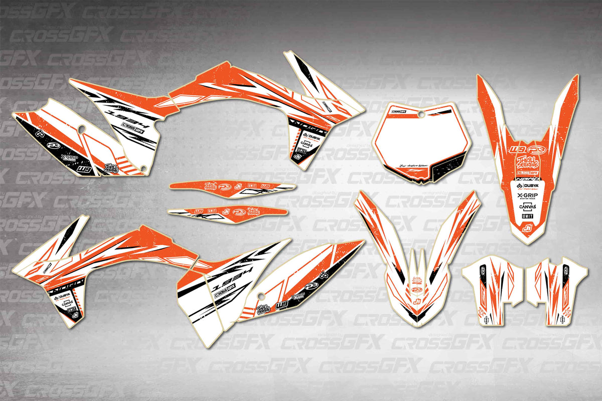 Graphics for KTM XC 2011-2012 - Omega Shift - flat layout showing all decal pieces included