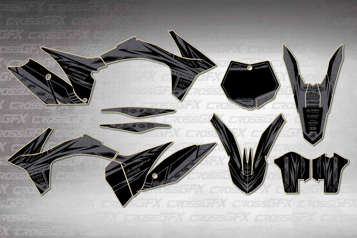 Graphics for KTM XC 2011-2012 - Omega Smoke - flat layout showing all decal pieces included