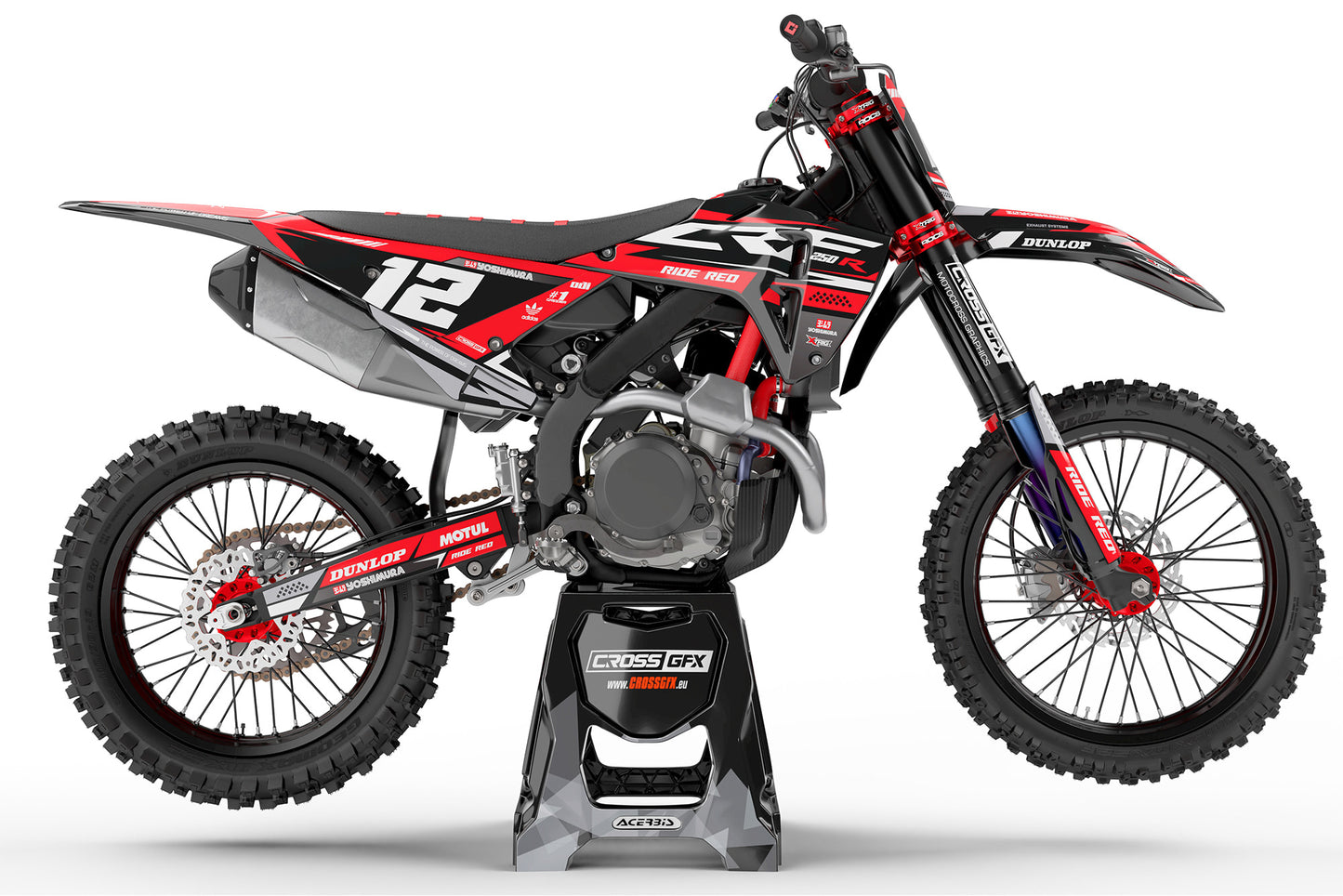 Side View of Honda with Blaze Red graphics kit