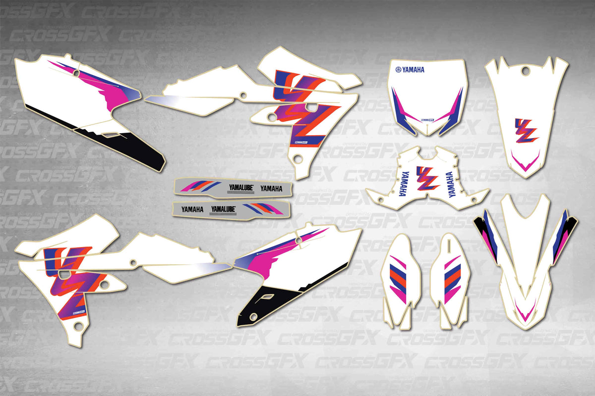 Graphics for Yamaha YZ 450FX 2015-2018 - Retro 93 - flat layout showing all decal pieces included