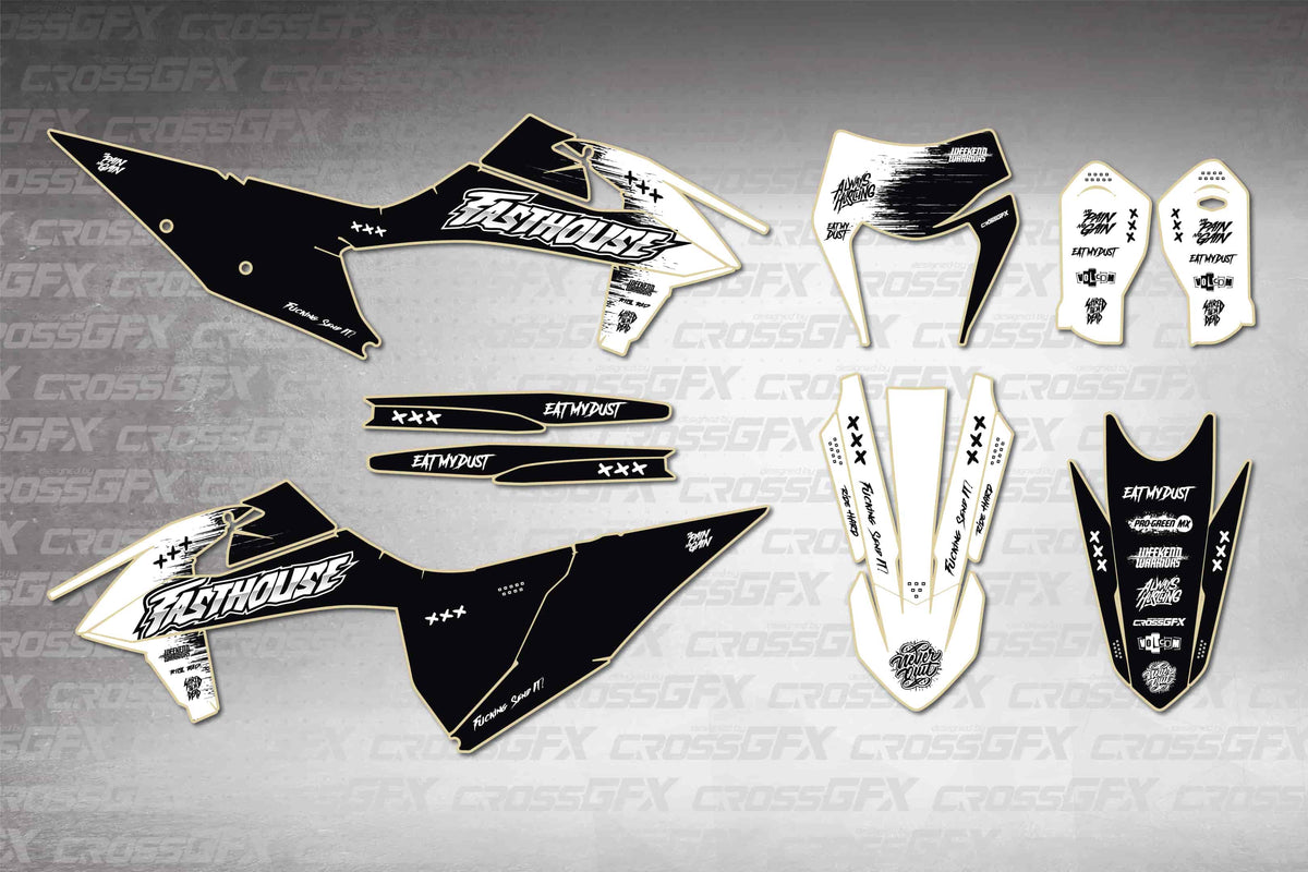 Graphics for KTM XCF-W 2020-2023 - Savage White - flat layout showing all decal pieces included