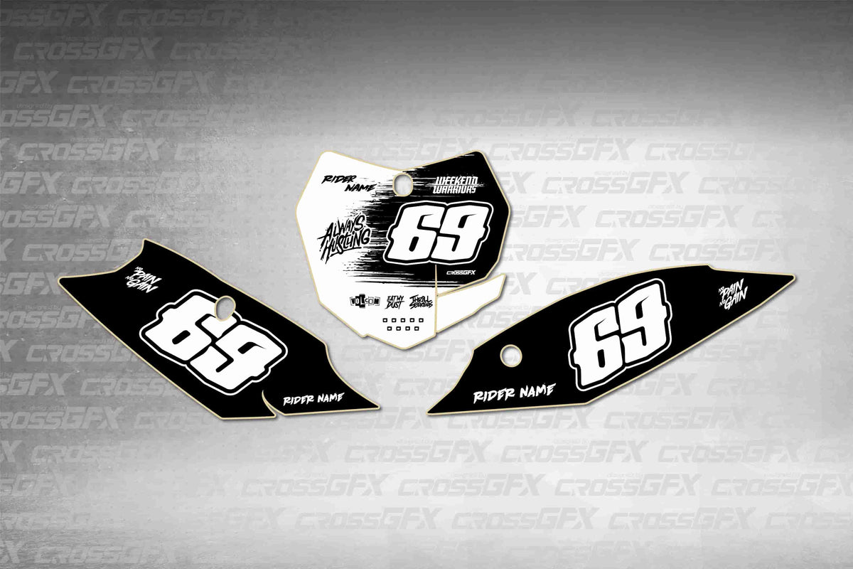 Graphics for KTM XC 2013-2016 - Savage White number plate decals - flat layout showing all pieces included