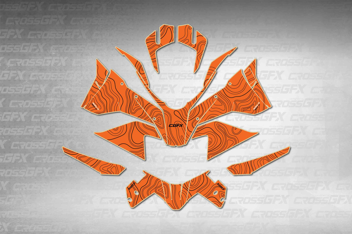 Graphics for KTM 1290 Super Adventure S 2017-2020 - Turner Orange - flat layout showing all decal pieces included