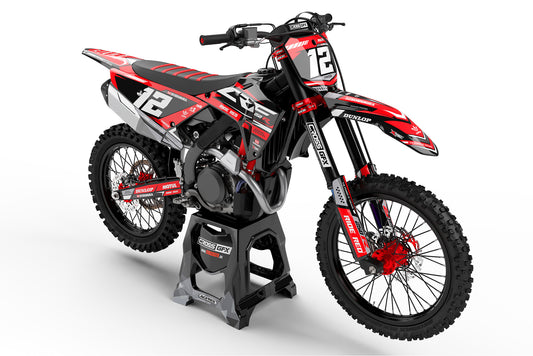 Front View of Honda with Blaze Red decals