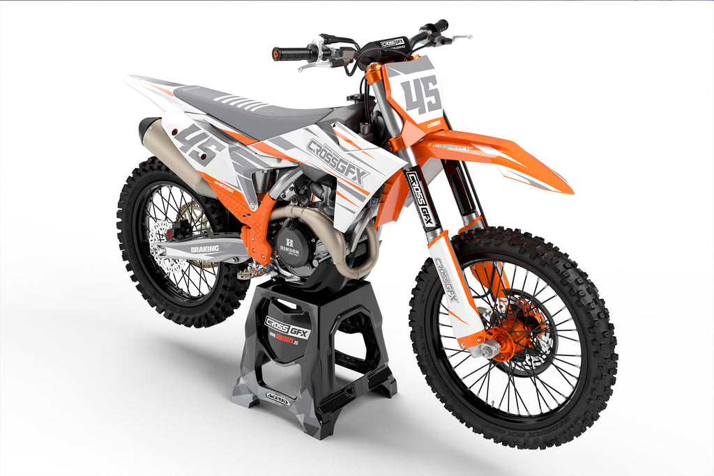 Motocross Graphics Kit for KTM 'Apex' White Front View