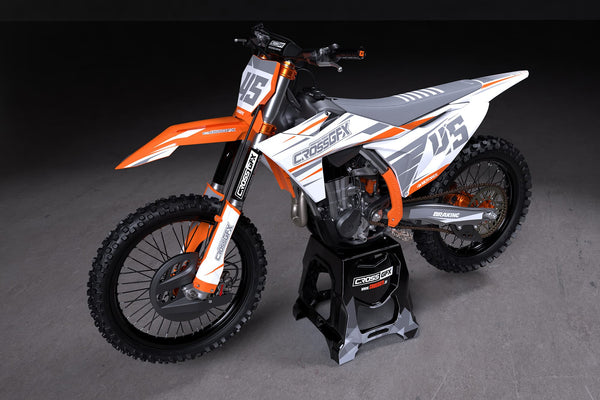 Motocross Graphics Kit for KTM 'Apex' White Promo View