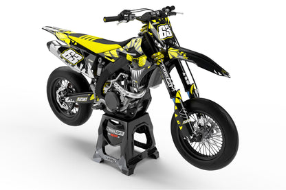 Suzuki Dirt Bike Sticker Kit 'Roar' Black Front View
