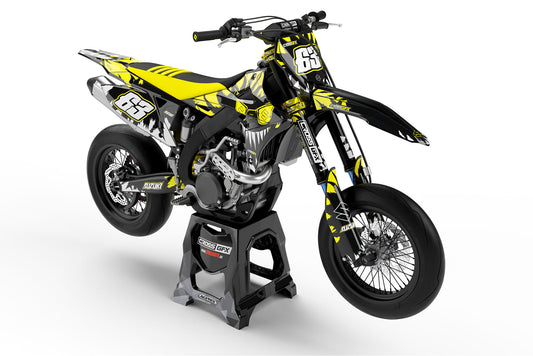 Suzuki Dirt Bike Sticker Kit 'Roar' Black Front View