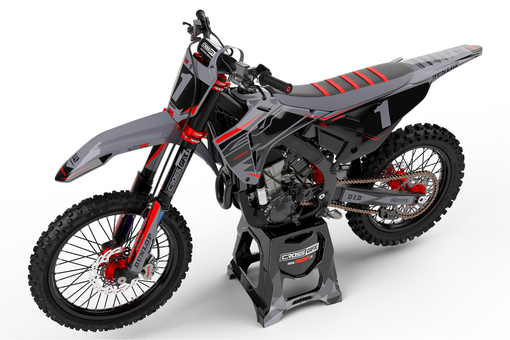 Honda Custom MX Decals 'Surge' Grey Left View