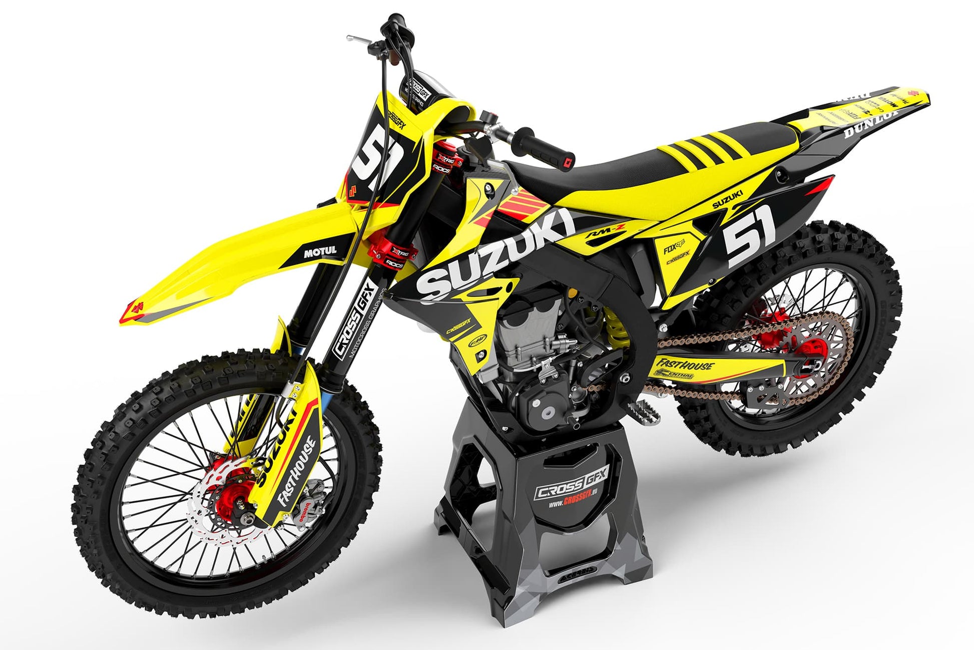 Suzuki Motocross Premade Sticker Kit 'Blitz' Yellow Left Side