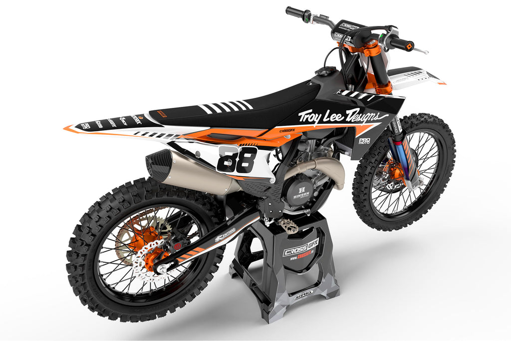 Personalized Graphics Kit for KTM 'PRO' Orange Rear View