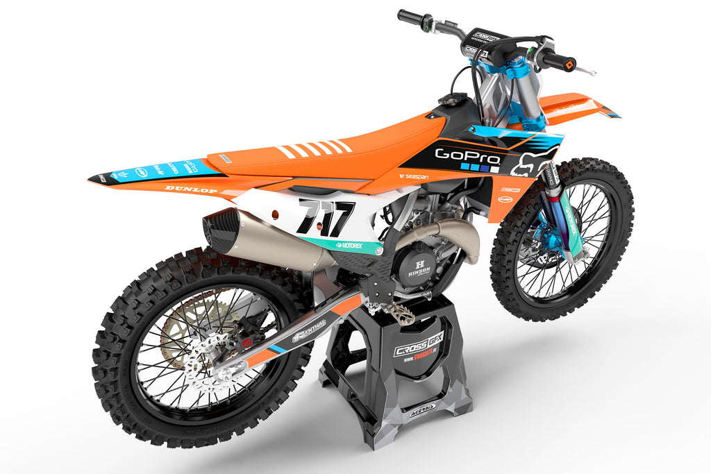 Motocross Graphics for KTM CORD Orange Rear View