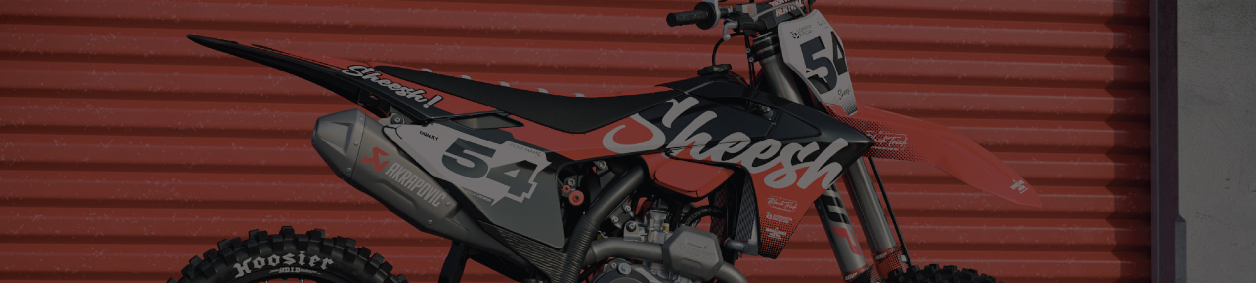 Sheesh Black Graphics kit for GASGAS dirt bike on red background