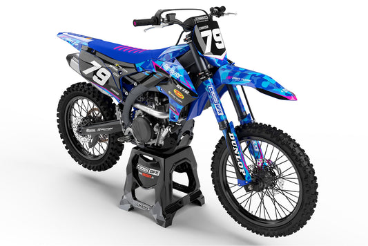 MX Dirt Bike Graphics Kit 'Apache' Pink Front View
