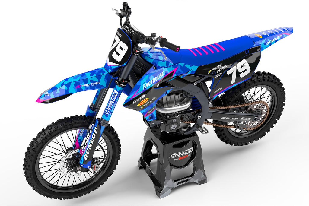 MX Dirt Bike Graphics Kit 'Apache' Pink Left Side View