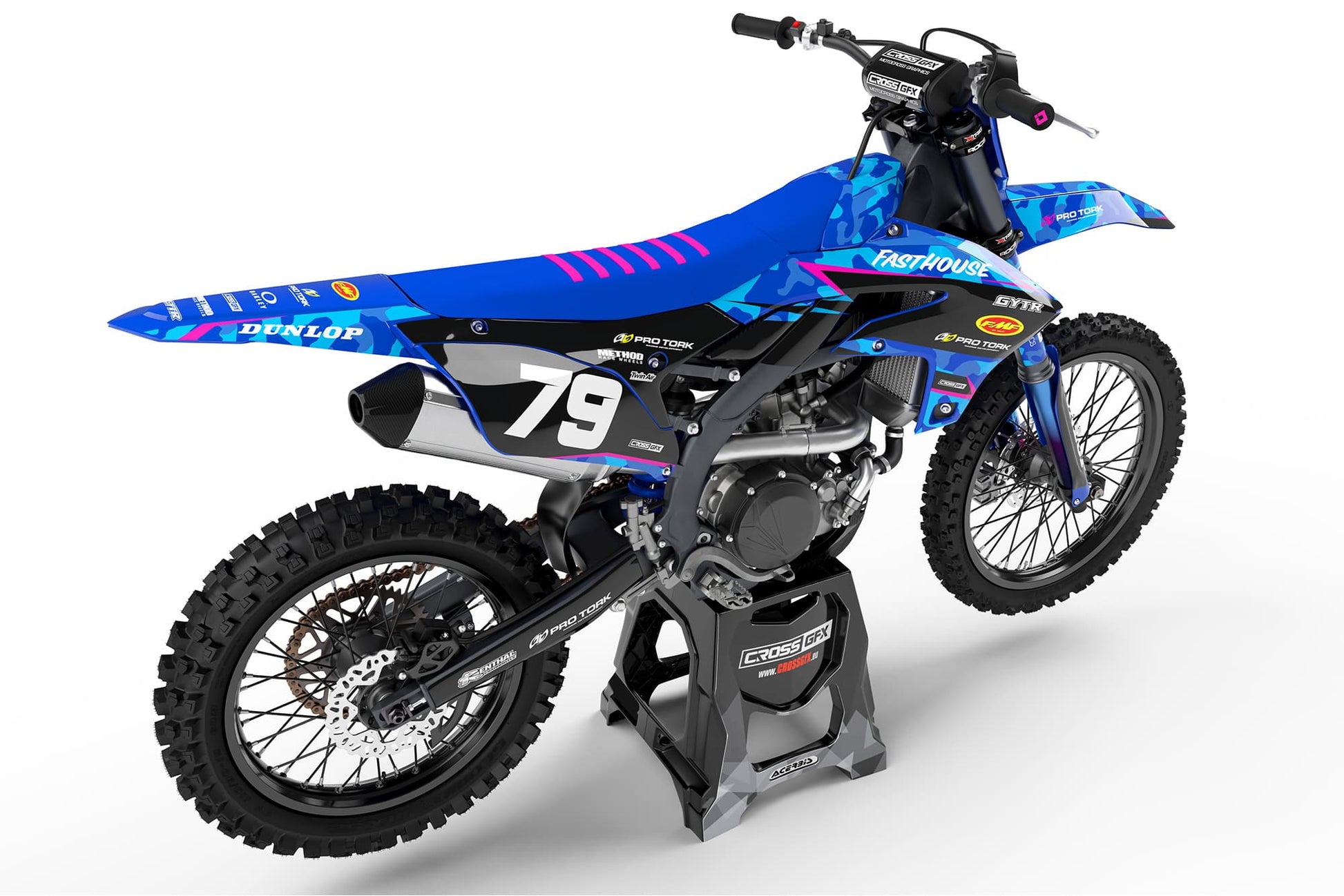 MX Dirt Bike Graphics Kit 'Apache' Pink Back View