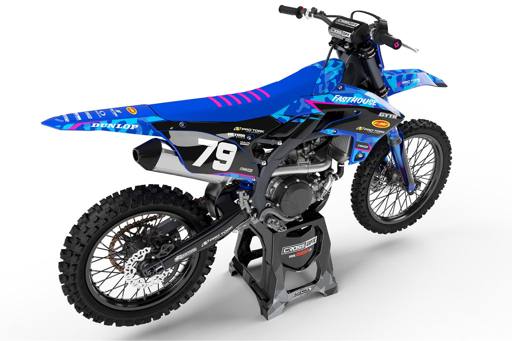 MX Dirt Bike Graphics Kit 'Apache' Pink Back View