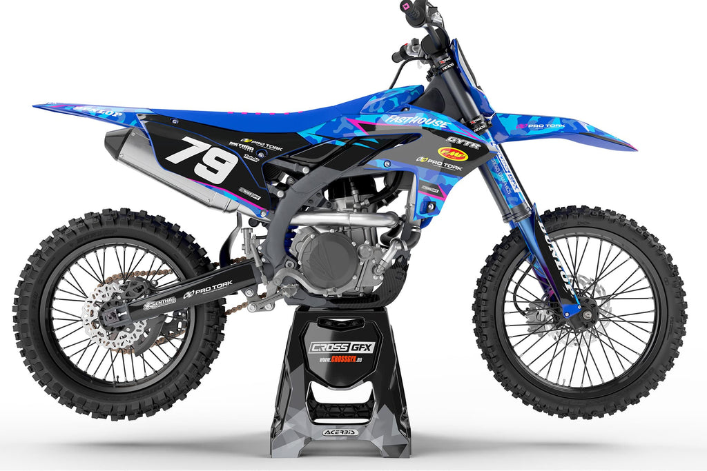 MX Dirt Bike Graphics Kit 'Apache' Pink Side View