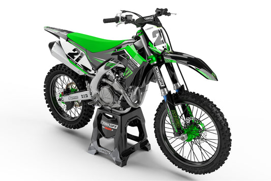 Kawasaki MX Graphics Kit SHIFT Green Front View