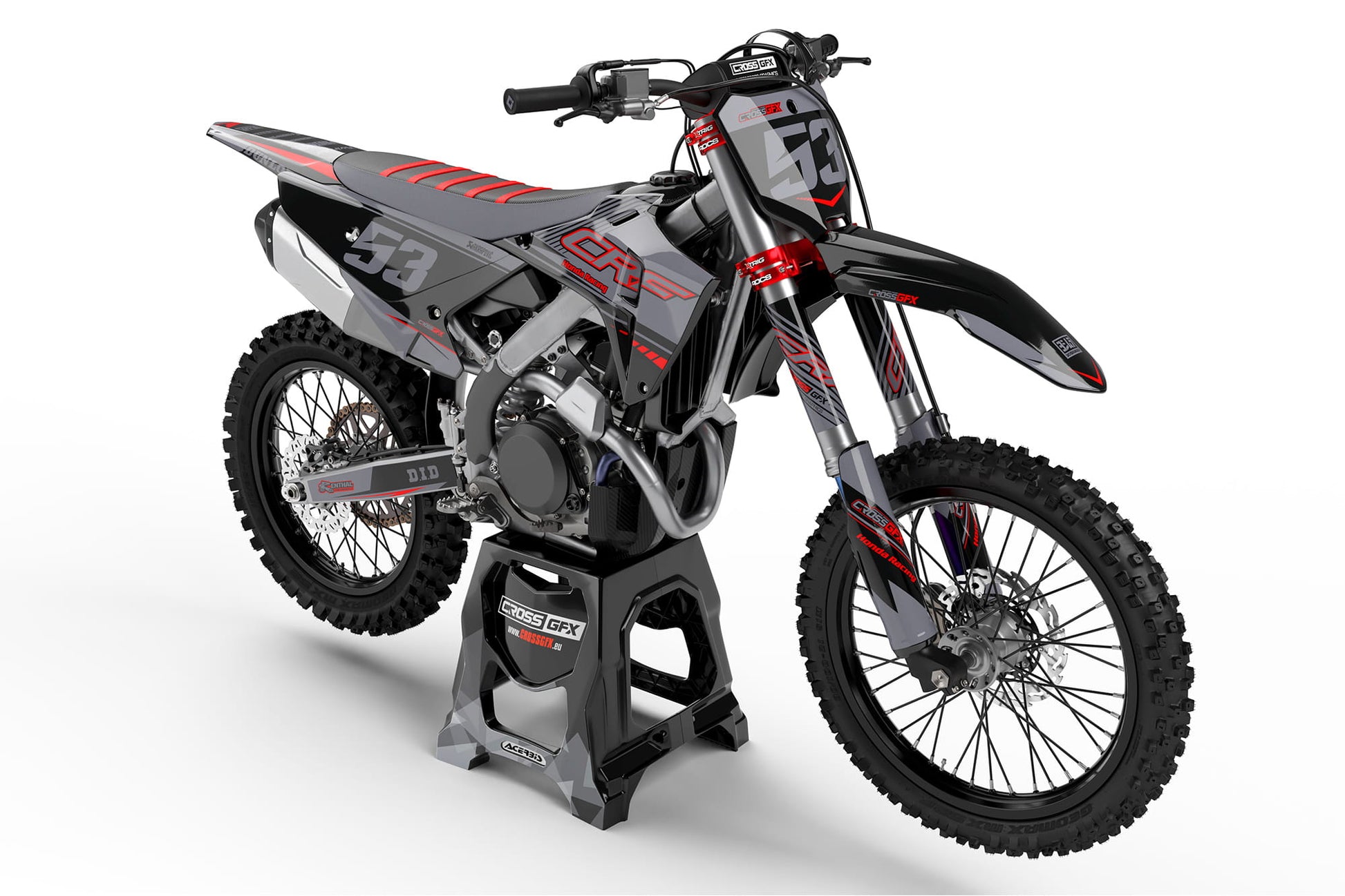 Honda Dirt Bike Graphics 'Force' Black Front View