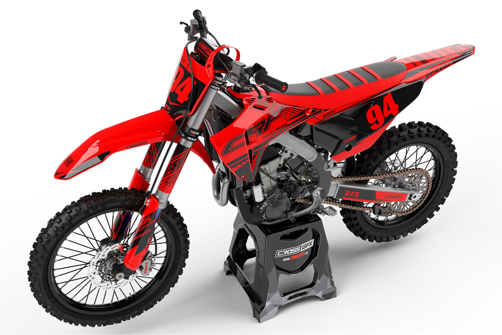 MX Custom Decals Kit 'Force' Red for Honda Left View