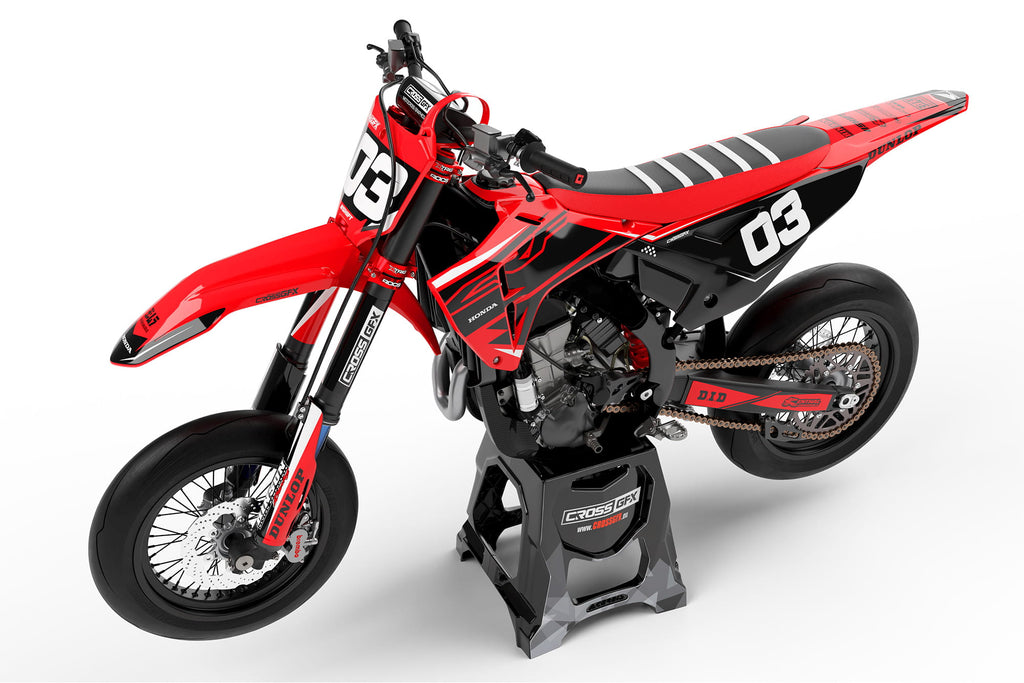 Custom Honda Dirt Bike Graphics 'Surge' Red Left View