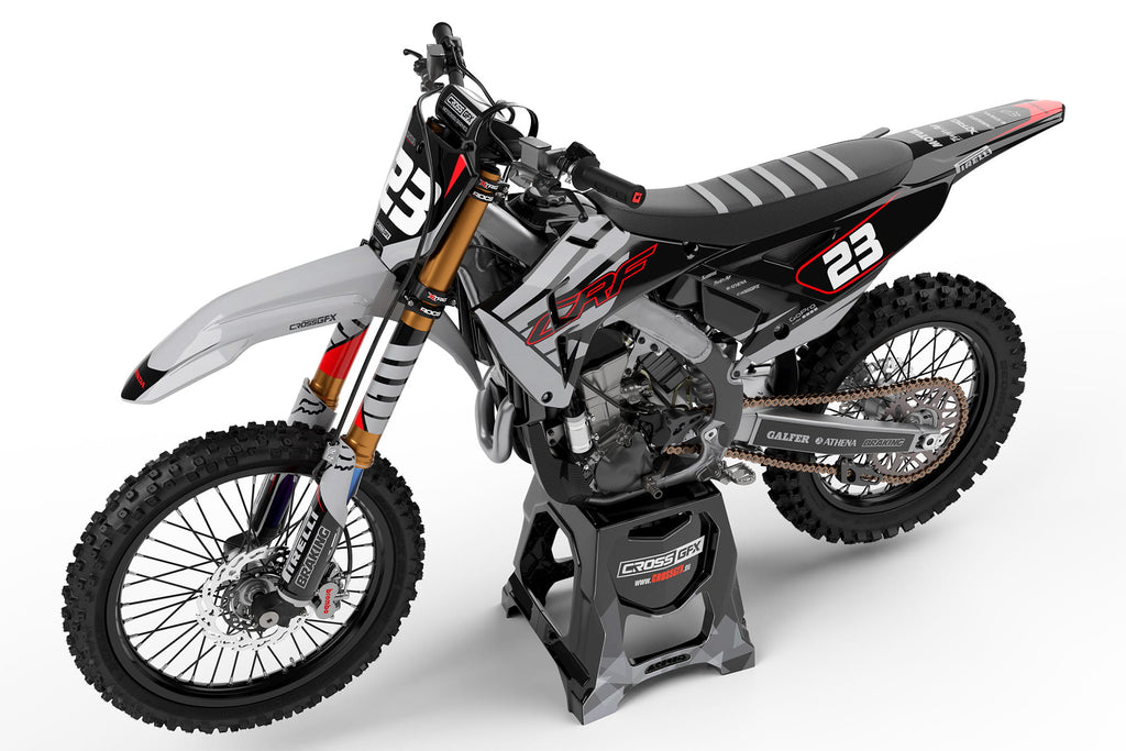 Dirt Bike Graphics Kit for Honda 'Crisp' Grey Left View