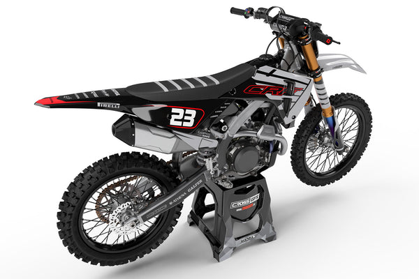 Dirt Bike Graphics Kit for Honda 'Crisp' Grey Tail View