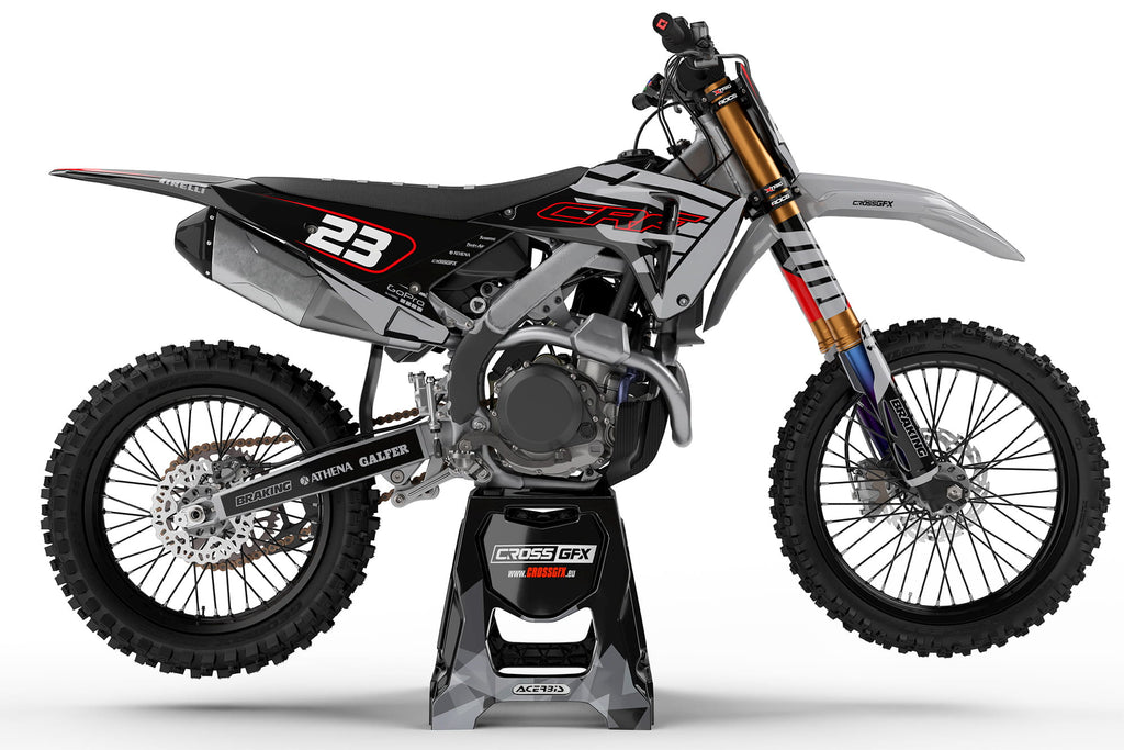 Dirt Bike Graphics Kit for Honda 'Crisp' Grey Side View