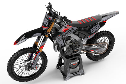 Honda Dirt Bike Decals Kit 'Blitz' Black Perspective View